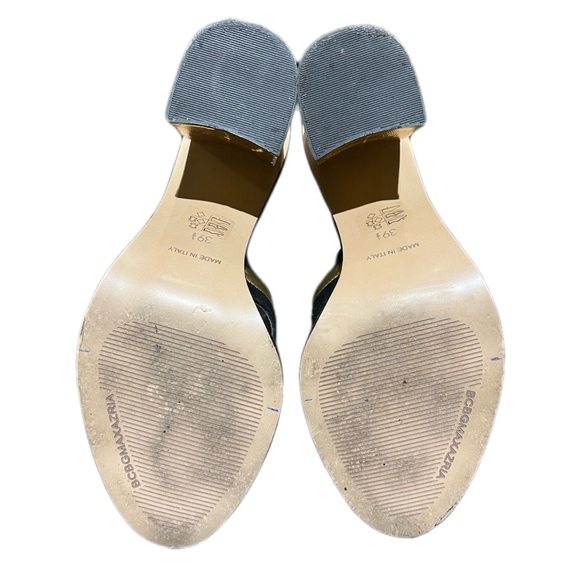 BCBGMAXAZRIA Black Suede And Gold Leather Ankle Strap Sandals - Picture 5 of 6